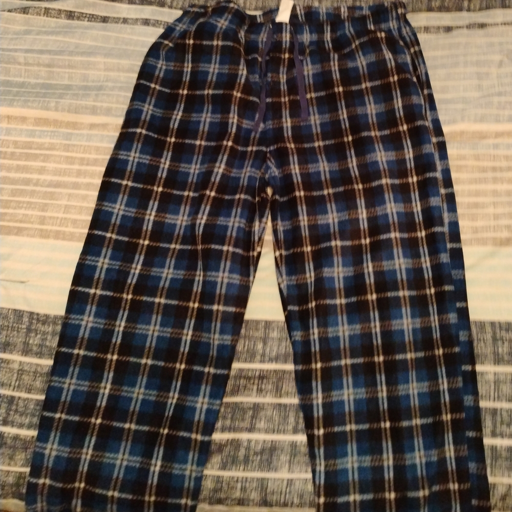 Blue and Black Plaid Men's Sweatpants